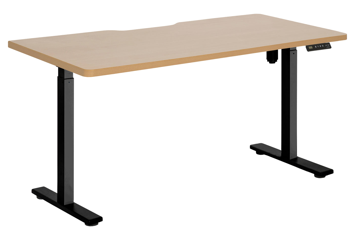 PULSE SINGLE MOTOR HEIGHT ADJ DESK 1500 BLACK FRAME WITH BEECH SCALLOP TOP
