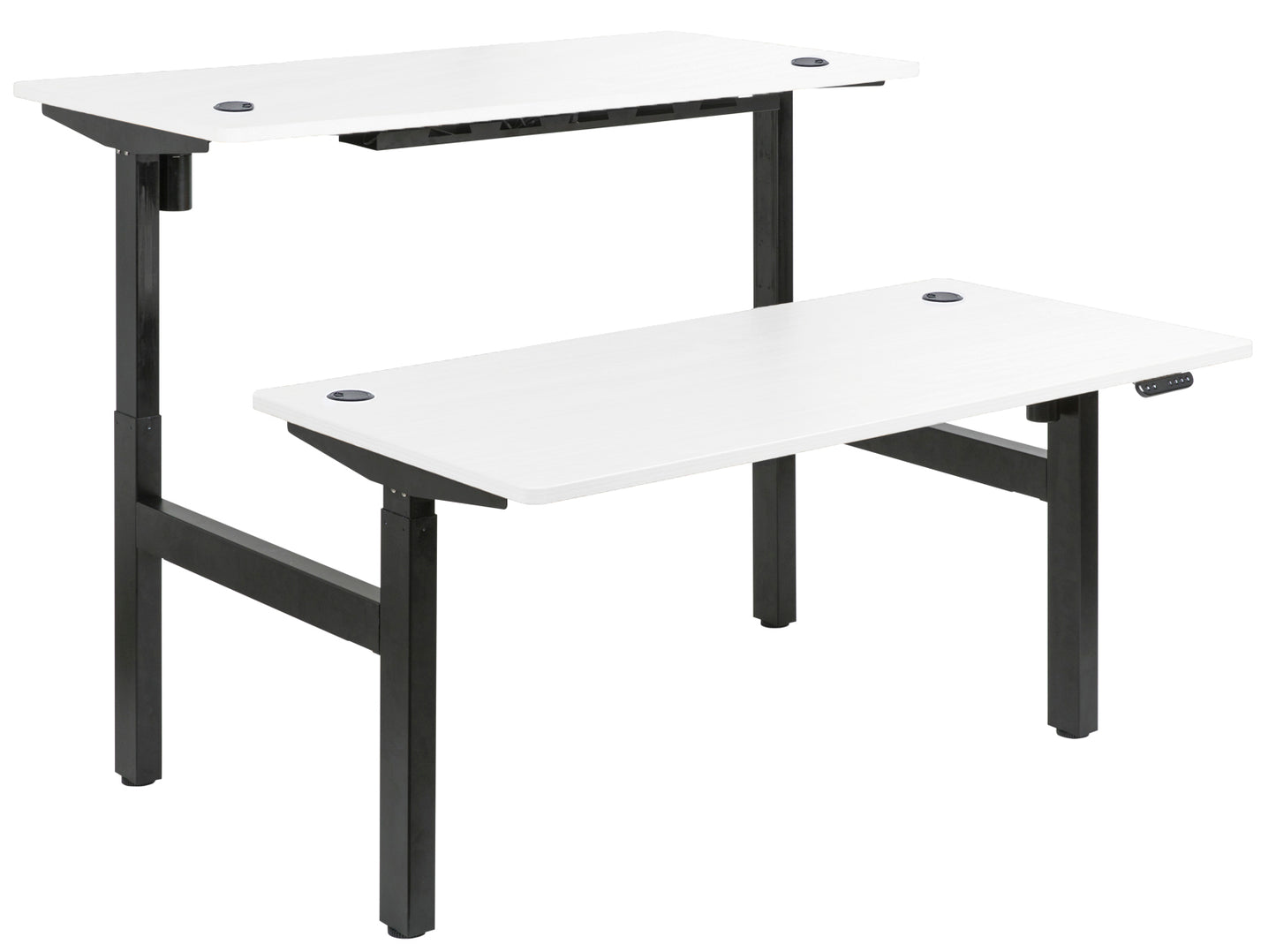 Height Adjustable Dual Motor Back to Back Desk
Black Legs White Top
1800w x 800d