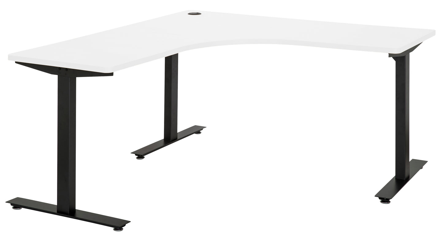 AMPLIFY 1500x1500x600 CORNER WORKSTATION WHITE TOP WITH BLACK METAL FRAME