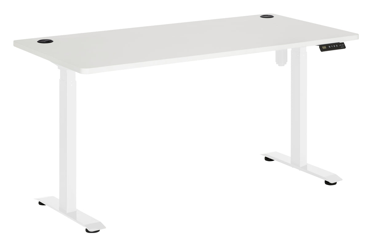 EMERGE SINGLE MOTOR HEIGHT ADJ DESK 1500 TOP WHITE WITH WHITE BASE
