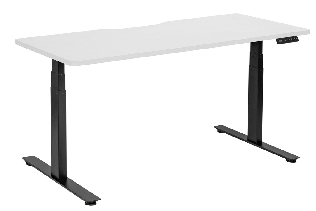 AMPLIFY RAPID ASSEMBLY ELECTRIC DESK 1500Wx750D BLACK METAL FRAME WITH WHITE SCALLOP TOP