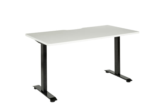 EMERGE STRAIGHT DESK WHITE SCALLOP TOP BLACK METAL FRAME 1500Wx750D