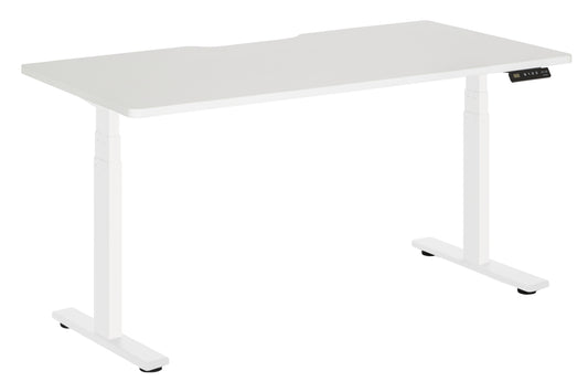 PULSE RAPID ASSEMBLY DUAL MOTOR HEIGHT ADJUSTABLE DESK 1500Wx750D WHITE METAL FRAME WITH WHITE SCALLOP TOP
