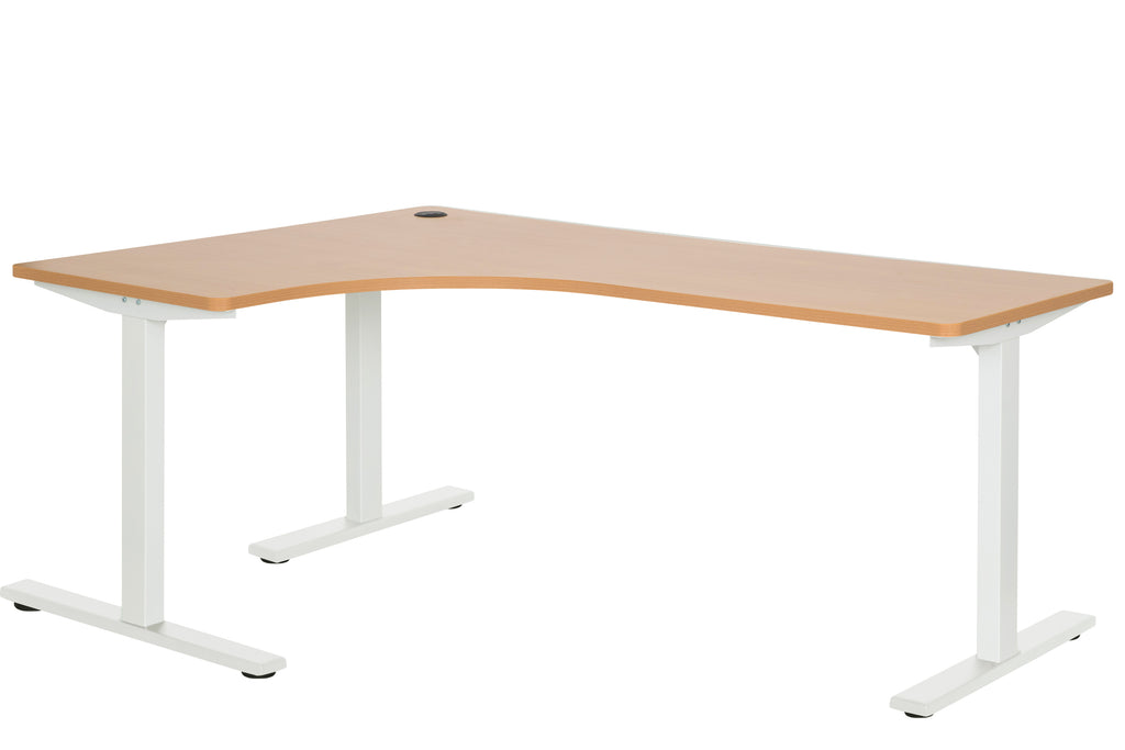 PULSE 1800x1200 LH METAL LEG WORKSTATION BEECH TOP WITH WHITE METAL FRAME