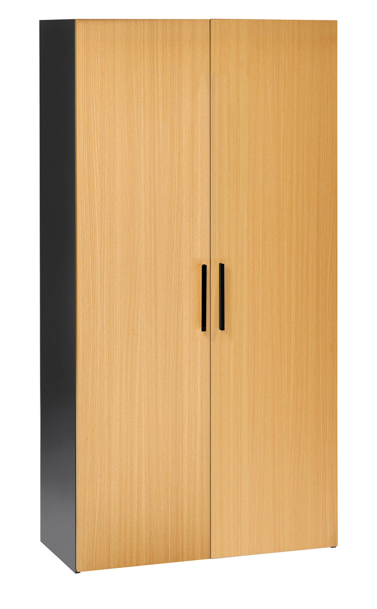 PULSE OFFICE STORAGE CUPBOARD IRONSTONE FRAME WITH FULL HEIGHT WOODEN DOORS IN BEECH