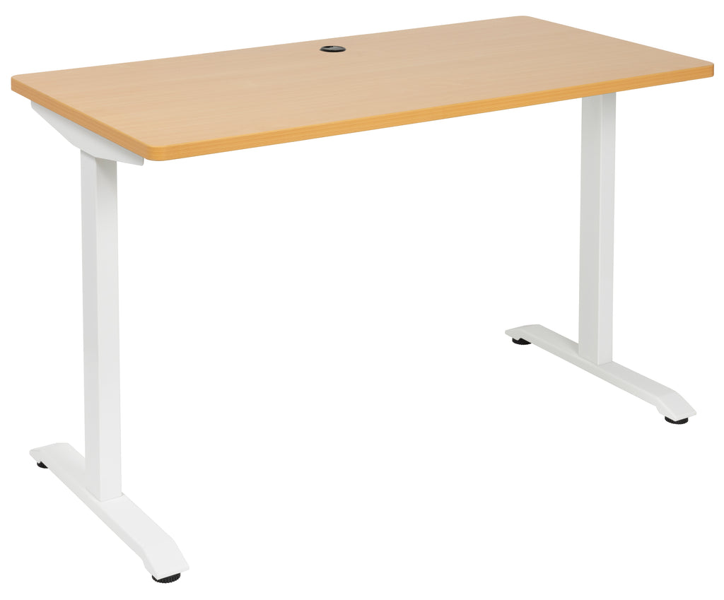 AMPLIFY STRAIGHT DESK 1200x600 BEECH TOP WITH WHITE METAL FRAME