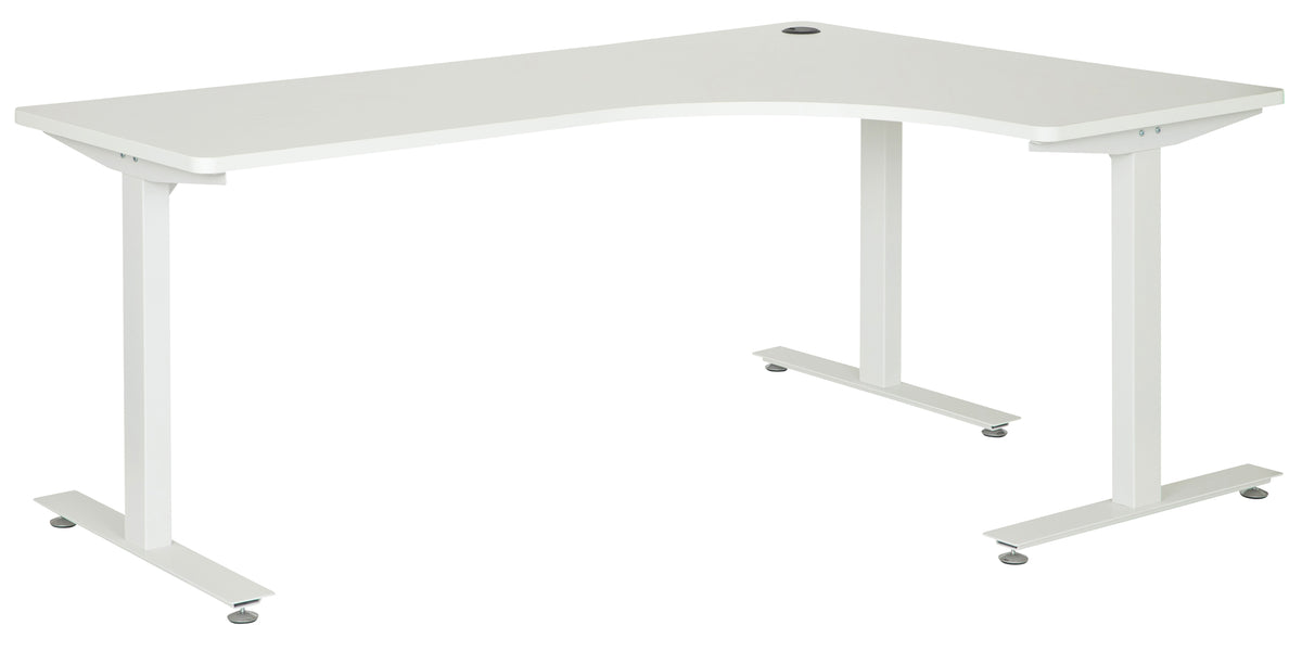 AMPLIFY 1800x1200 RH CORNER WORKSTATION WHITE TOP AND WHITE METAL FRAME