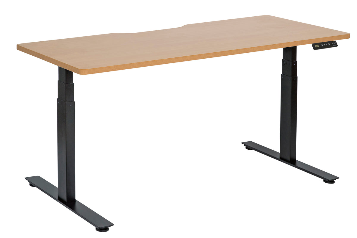 AMPLIFY RAPID ASSEMBLY ELECTRIC DESK 1800Wx800D BLACK METAL FRAME WITH BEECH SCALLOP TOP