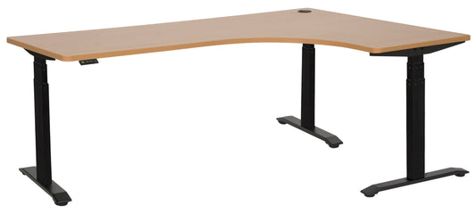 EMERGE 1800x1200x600 3 STAGE HEIGHT ADJ RIGHT  HAND CORNER WORKSTATION BLACK BASE WITH BEECH TOP