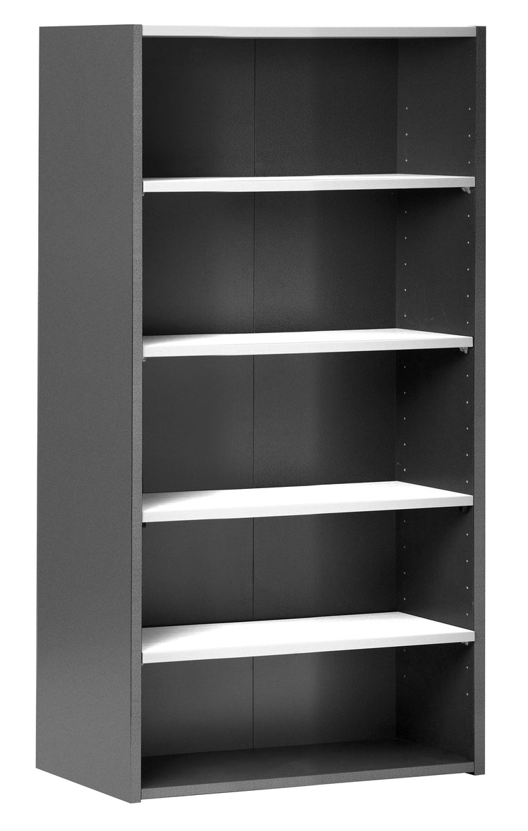 EMERGE OFFICE STORAGE CUPBOARD WITHOUT DOORS 900Wx1800Hx430D IRONSTONE FRAME WITH WHITE FINISH