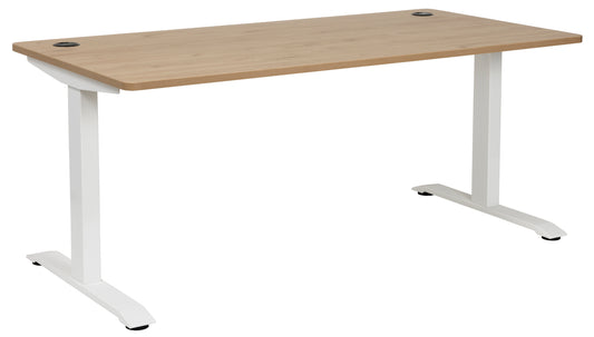 1800x800 STRAIGHT DESK PACIFIC OAK TOP WITH WHITE METAL LEGS