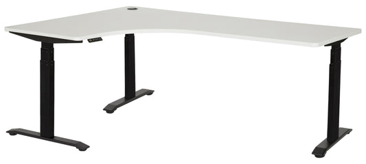 PULSE RAPID ASSEMBLY TRI-MOTOR  1200x1800x600 3 STAGE HEIGHT ADJ LEFT HAND CORNER WORKSTATION BLACK BASE WITH WHITE TOP