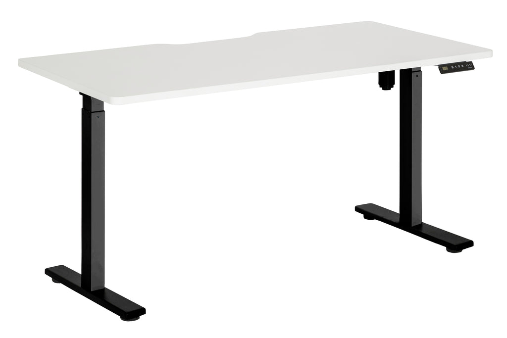PULSE DUAL MOTOR 2 STAGE HEIGHT ADJ DESK 1800 BLACK FRAME WITH WHITE SCALLOP TOP