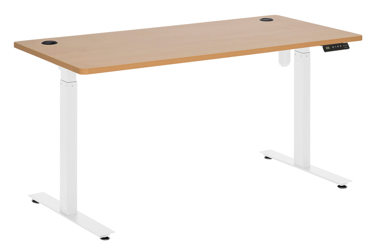 AMPLIFY SINGLE MOTOR HEIGHT ADJ DESK 1500X750 BEECH TOP WITH WHITE FRAME