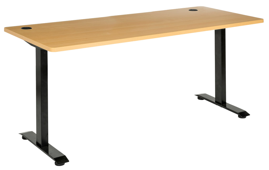 EMERGE STRAIGHT DESK 1800x800 BEECH TOP WITH BLACK METAL FRAME