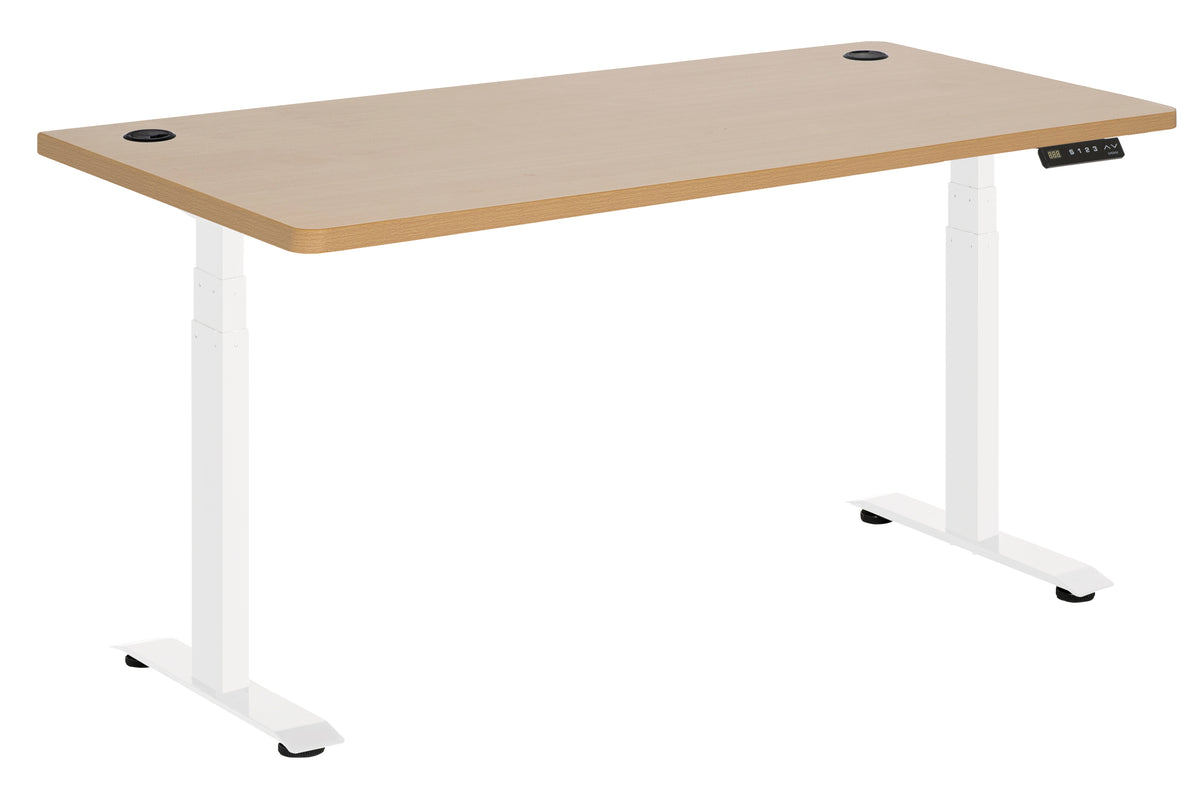 EMERGE RAPID ASSEMBLY ELECTRIC DESK 1800Wx800D WHITE METAL FRAME WITH BEECH TOP