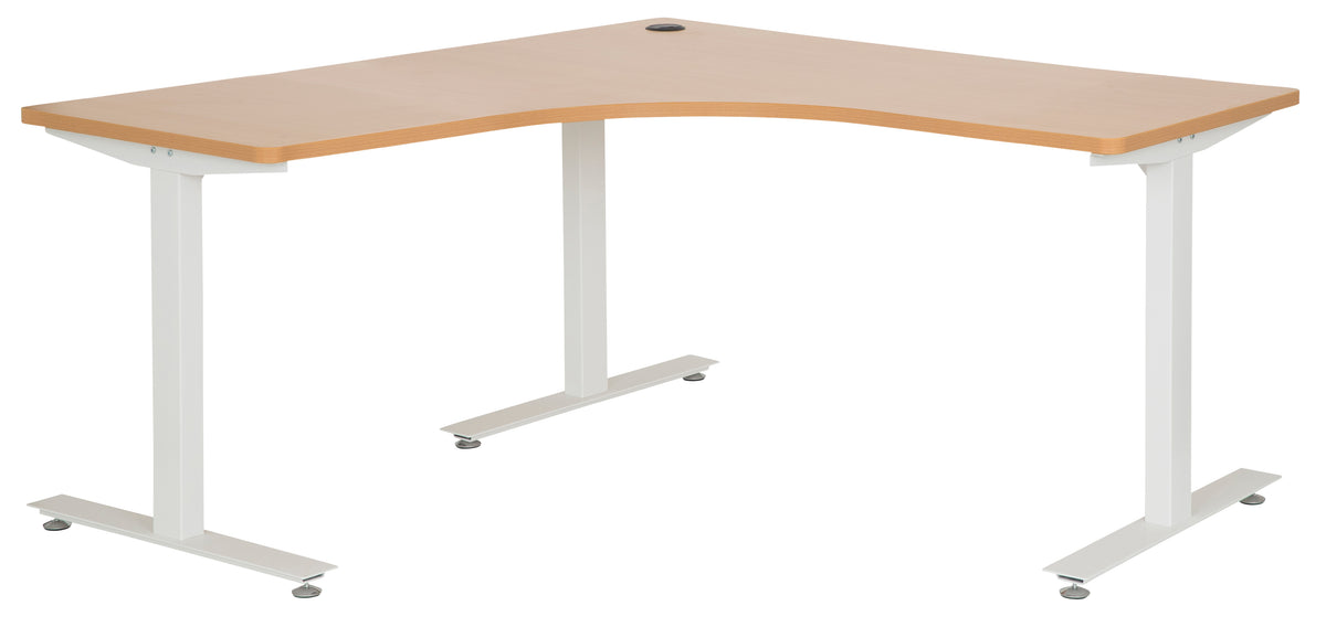 AMPLIFY 1500x1500x600 CORNER WORKSTATION BEECH TOP WITH WHITE METAL FRAME