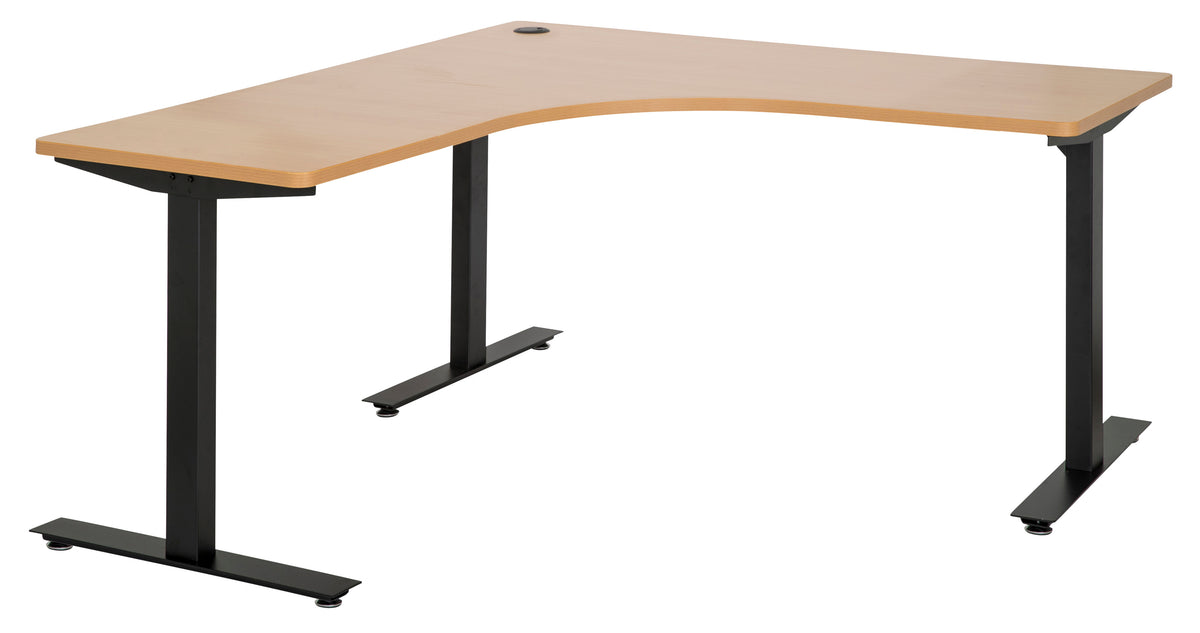 AMPLIFY 1500x1500x600 CORNER WORKSTATION BEECH TOP WITH BLACK METAL FRAME