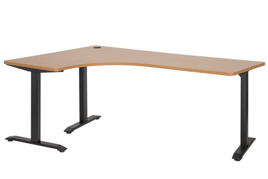 1800x1200x600 LH  W/STATION BEECH TOP WITH BLACK METAL LEGS