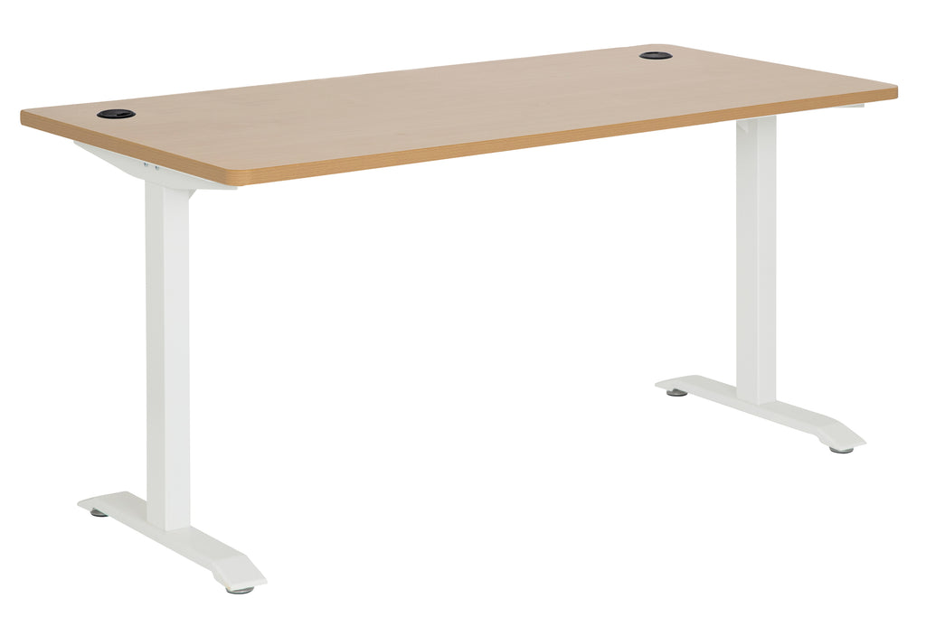 EMERGE STRAIGHT DESK 1800x800 BEECH TOP WITH WHITE METAL FRAME