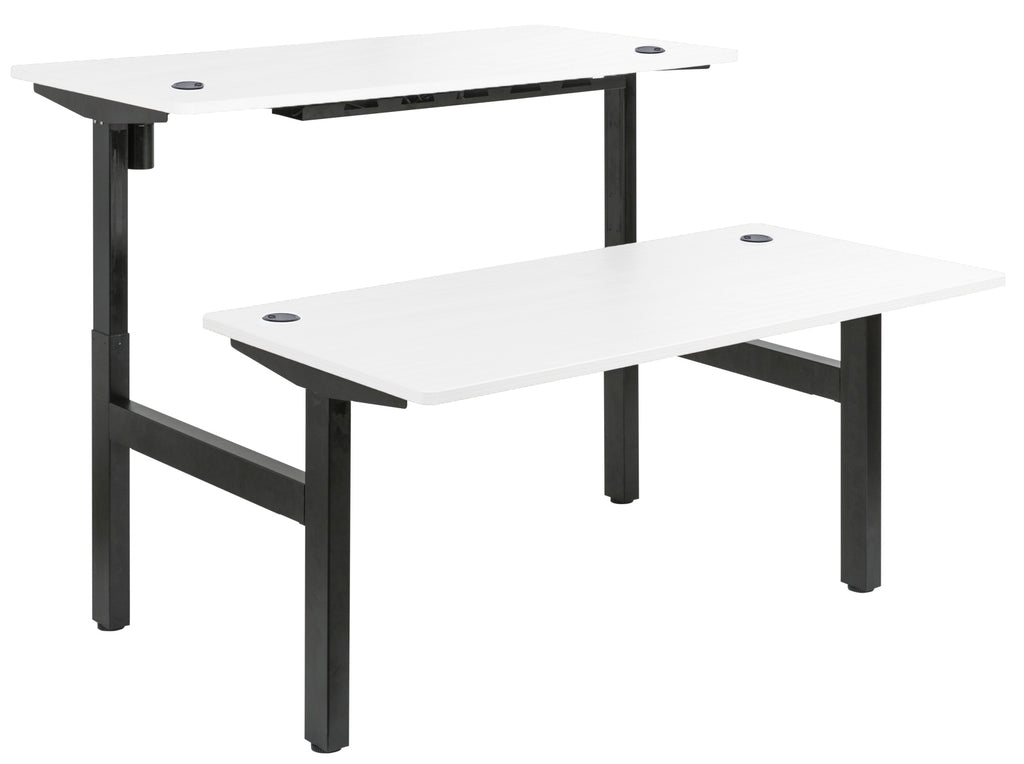 Combination Fixed Height and Height Adjustable Back to Back W1500 X 750 Black Legs White Top