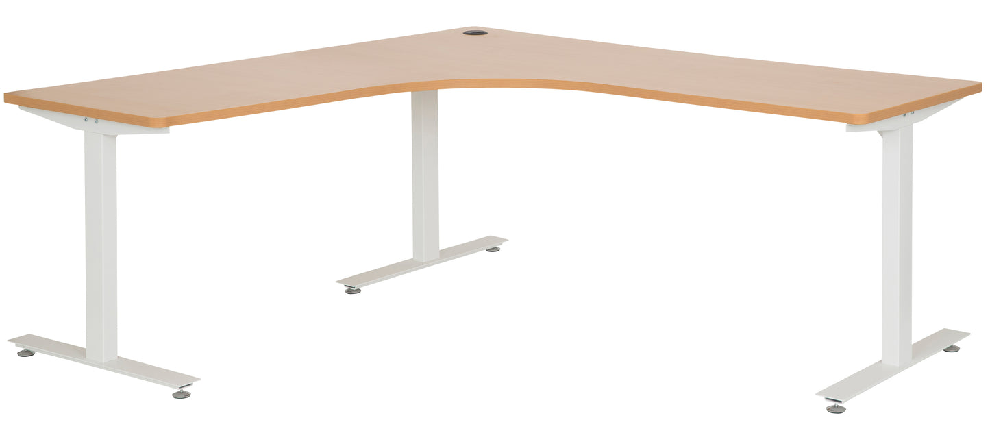 AMPLIFY 1800x750 WORKSTATION BEECH TOP AND WHITE METAL FRAME