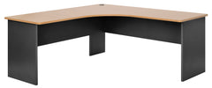 PULSE SLAB END CORNER DESK WORKSTATION 1800Wx1800Wx750D IRONSTONE BASE WITH BEECH WORKTOP