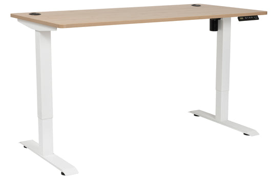 PULSE SINGLE MOTOR HEIGHT ADJUSTABLE DESK 1500Wx750D PACIFIC OAK TOP WHITE BASE 3 PROGRAM CONTROLLER