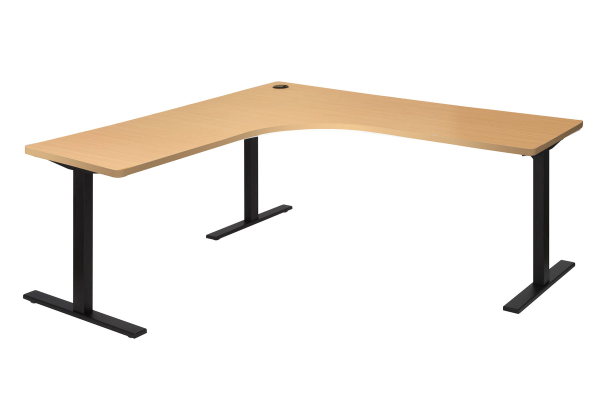 PULSE 1800x750 METAL LEG WORKSTATION BEECH TOP WITH BLACK METAL FRAME