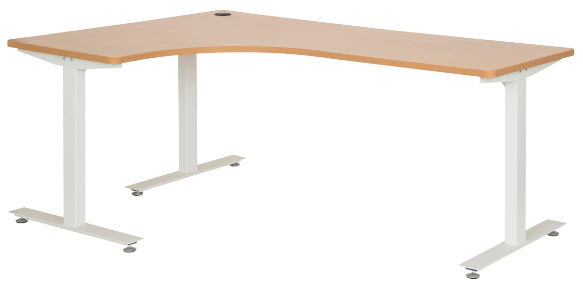AMPLIFY 1200x1800 LH CORNER WORKSTATION BEECH TOP WITH WHITE METAL FRAME