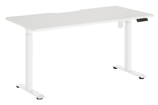 EMERGE SINGLE MOTOR HEIGHT ADJUSTABLE DESK 1800W WHITE SCALLOP TOP WITH WHITE BASE
