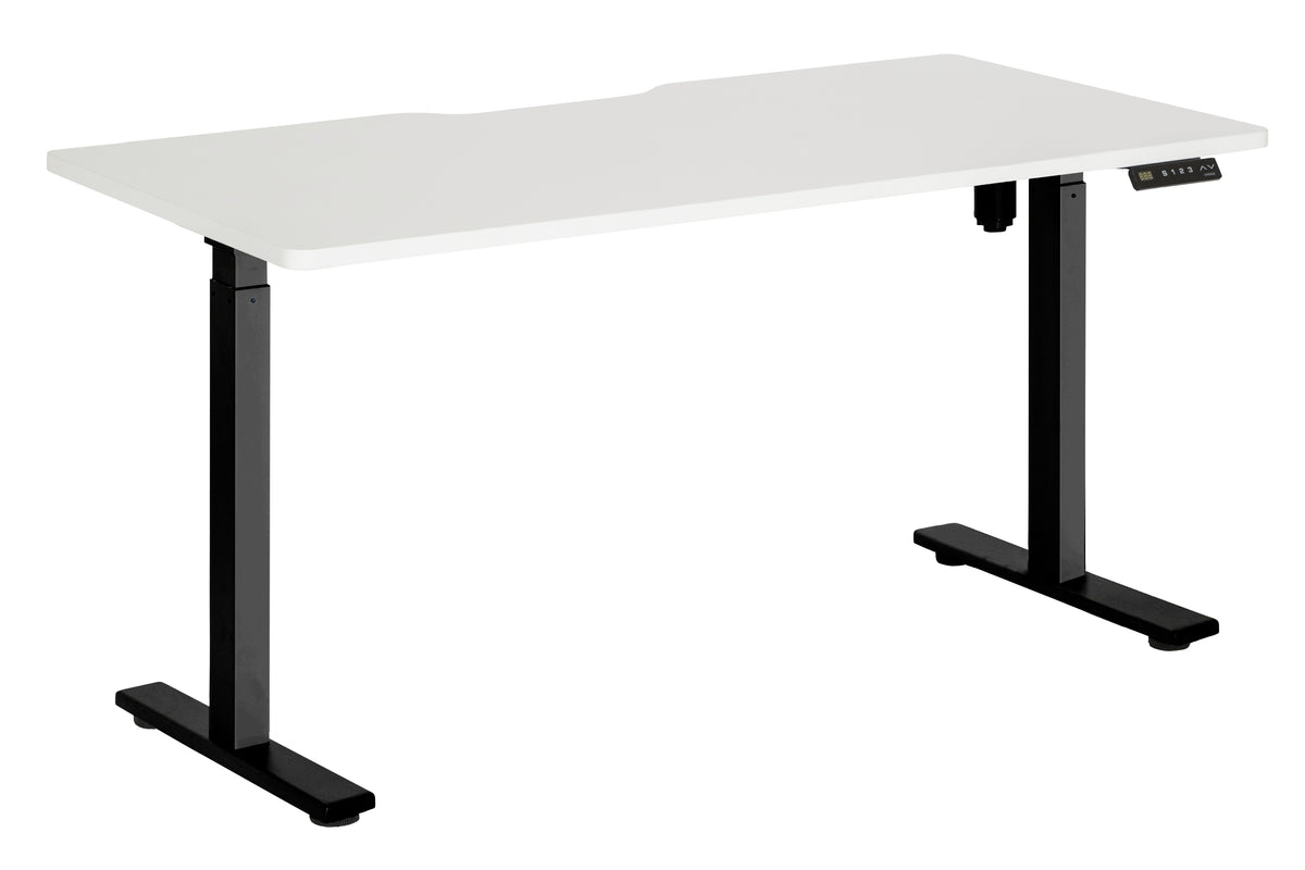 PULSE SINGLE MOTOR HEIGHT ADJ DESK 1500 BLACK FRAME WITH WHITE SCALLOP TOP