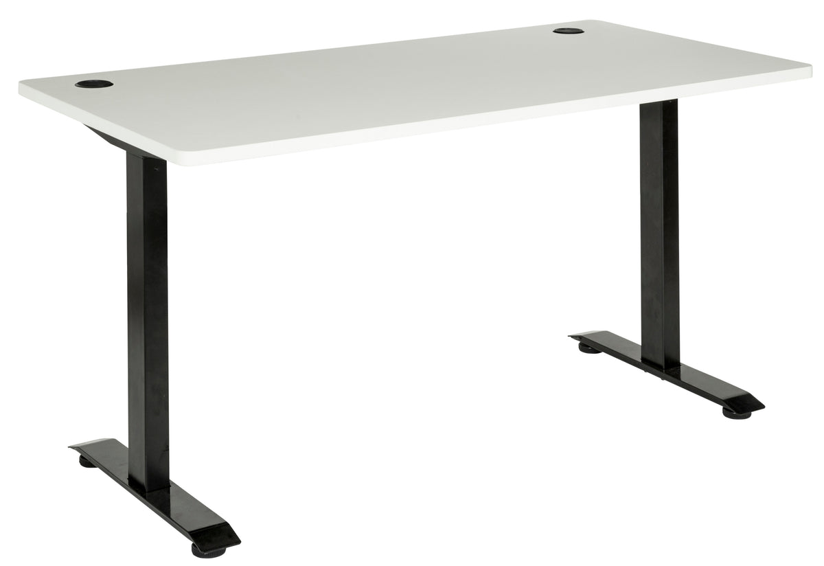 EMERGE STRAIGHT DESK WHITE TOP BLACK METAL FRAME 1500Wx750D