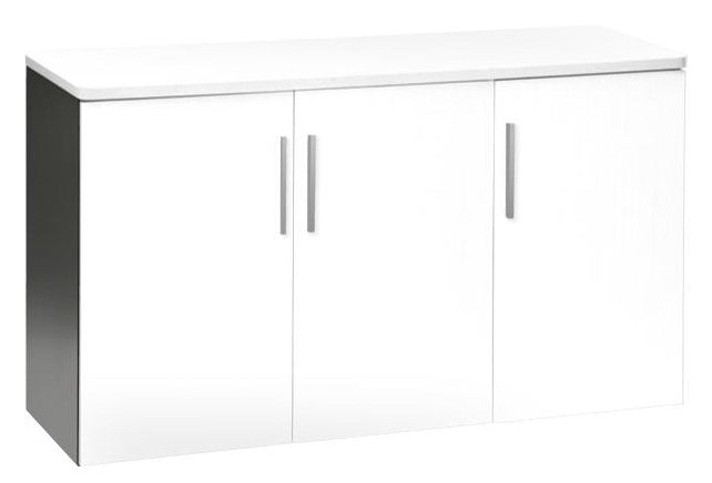 PULSE OFFICE CREDENZA 1200Wx450D  IRONSTONE FRAME WHITE TOP AND DOORS