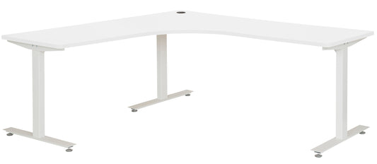 AMPLIFY 1500x1500 x600 CORNER WORKSTATION WHITE TOP WITH WHITE METAL FRAME