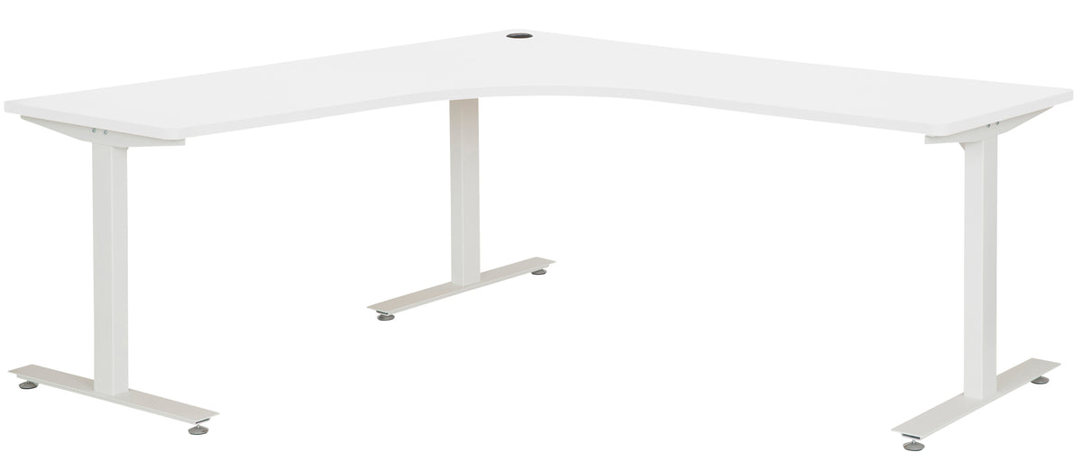 AMPLIFY 1500x1500 x600 CORNER WORKSTATION WHITE TOP WITH WHITE METAL FRAME