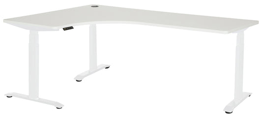 PULSE RAPID ASSEMBLY TRI-MOTOR  1200x1800x600 3 STAGE HEIGHT ADJ LEFT HAND CORNER WORKSTATION WHITE BASE WITH WHITE TOP