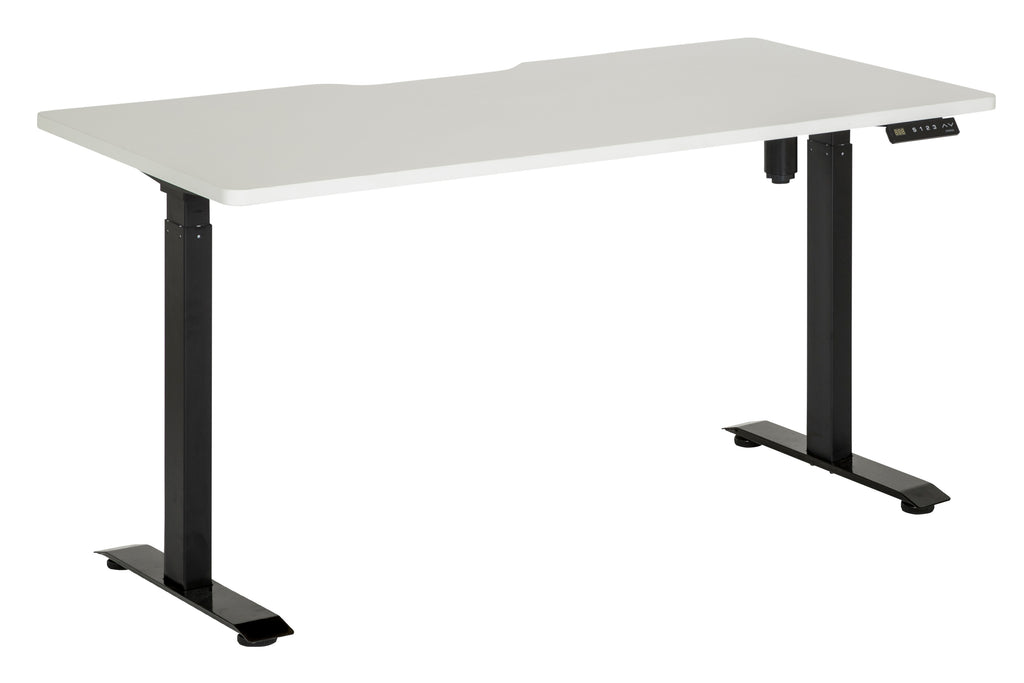 EMERGE SINGLE MOTOR HEIGHT ADJ DESK 1500 WHITE SCALLOP TOP WITH BLACK BASE