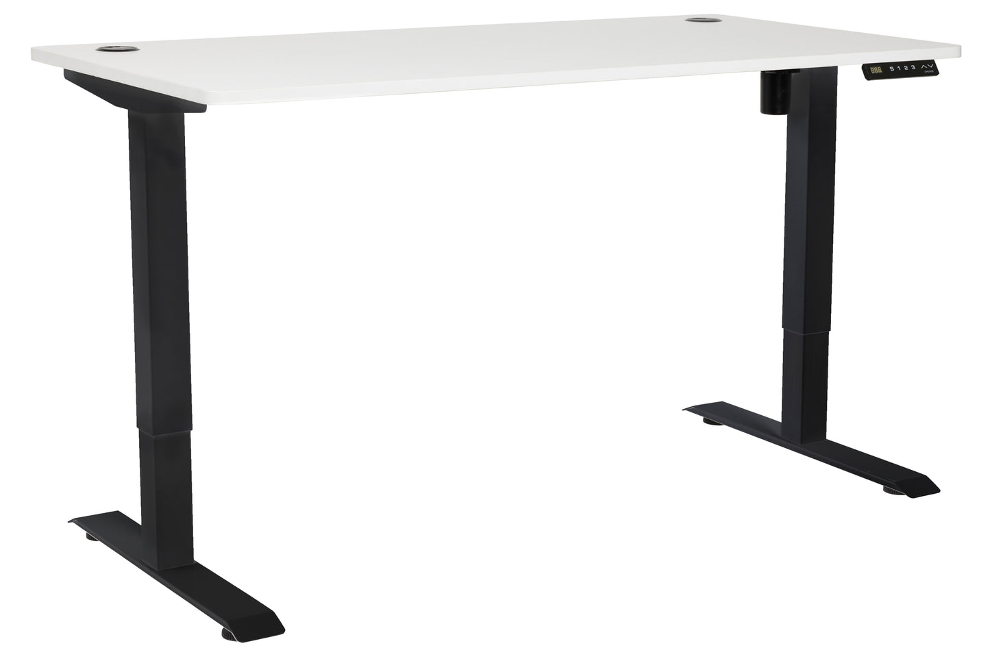 PULSE SINGLE MOTOR HEIGHT ADJUSTABLE DESK 1500Wx750D WHITE TOP BLACK BASE 3 PROGRAM CONTROLLER