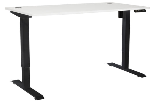 PULSE SINGLE MOTOR HEIGHT ADJUSTABLE DESK 1500Wx750D WHITE TOP BLACK BASE 3 PROGRAM CONTROLLER