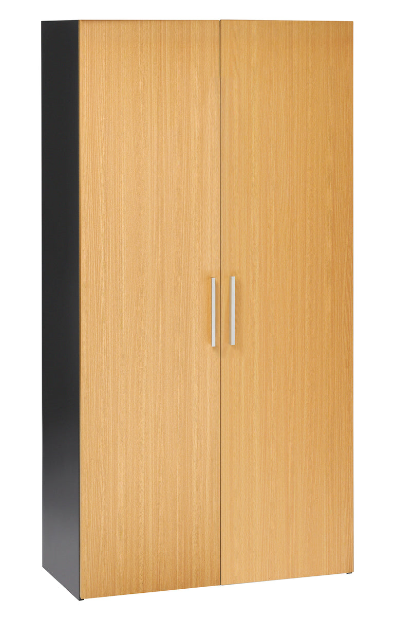 EMERGE OFFICE STORAGE CUPBOARD IRONSTONE FRAME WITH FULL HEIGHT WOODEN DOORS IN BEECH