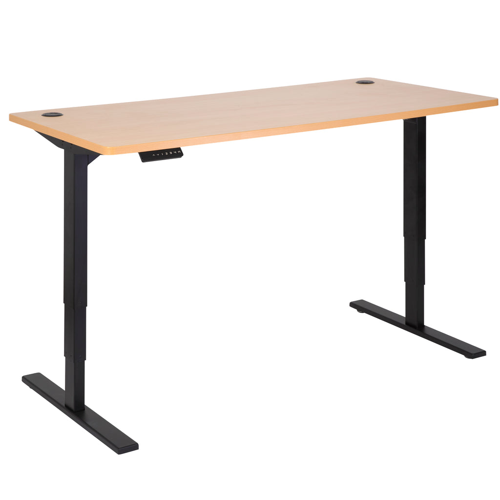 PULSE RAPID ASSEMBLY DUAL MOTOR HEIGHT ADJUSTABLE DESK 1500Wx750D BLACK METAL FRAME WITH BEECH TOP