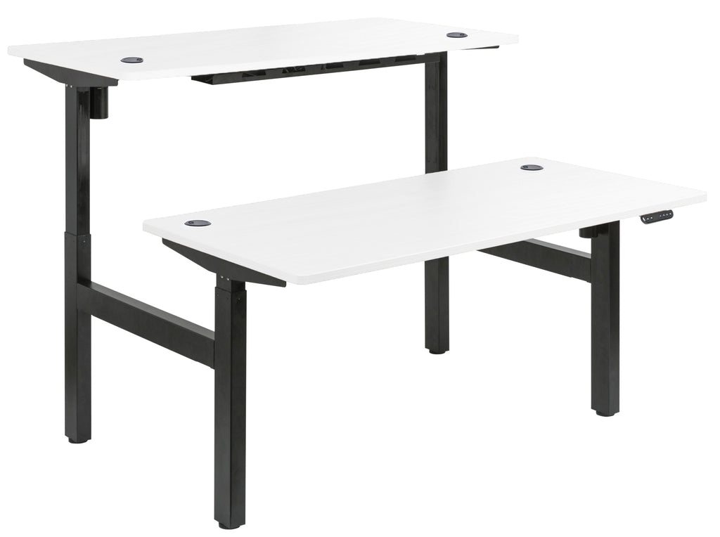 Height Adjustable Dual Motor Back to Back Desk
Black Legs White Top
1800w x 800d