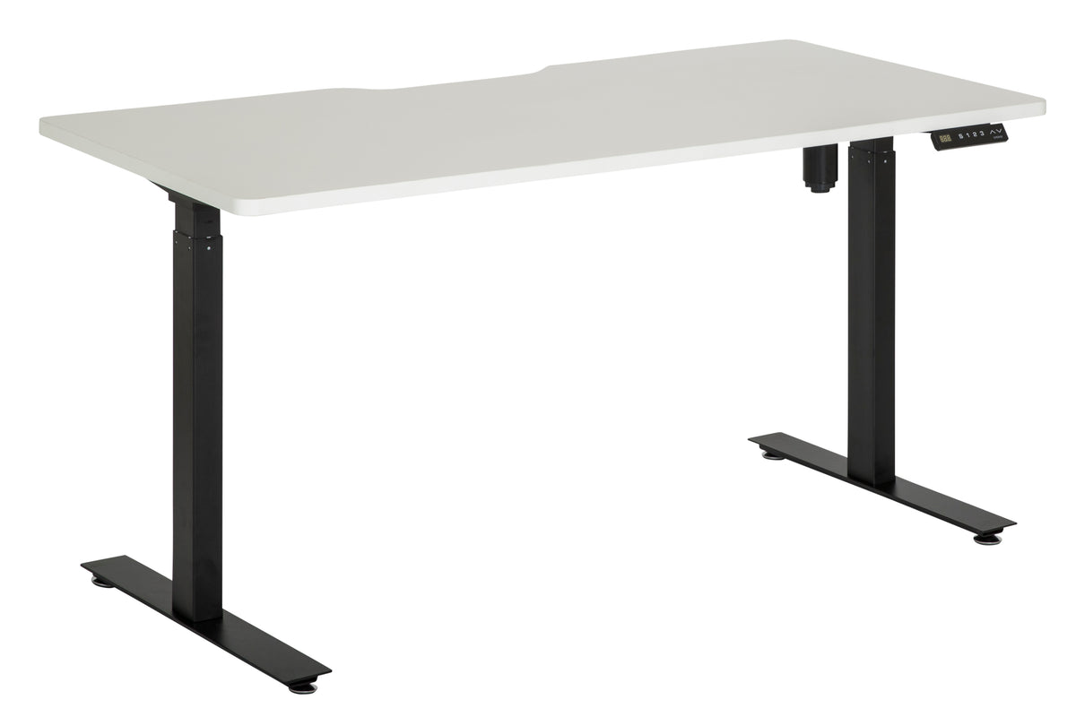 AMPLIFY DESK 1500x750 ELECTRIC SNGL MTR H/A 725-1195 WHITE SCALLOP TOP WITH BLACK FRAME