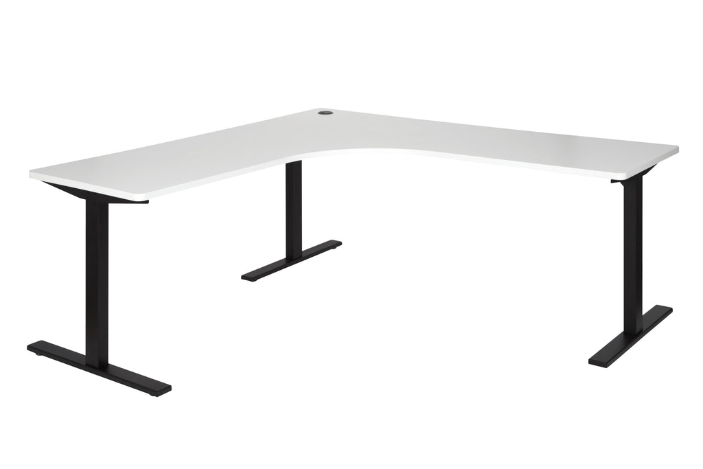 PULSE 1800x600 METAL LEG WORKSTATION WHITE TOP WITH BLACK METAL FRAME