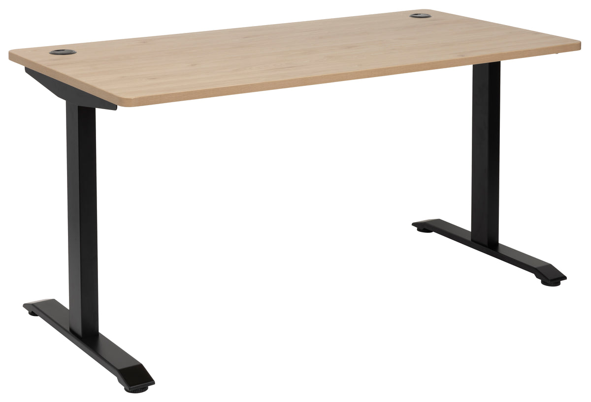 PULSE 1500 STRAIGHT DESK BLACK METAL FRAME WITH PACIFIC OAK TOP