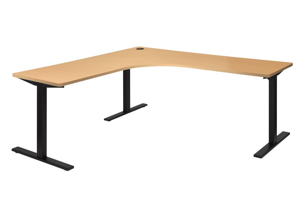 PULSE 1800x600 METAL LEG WORKSTATION BEECH TOP AND BLACK METAL FRAME
