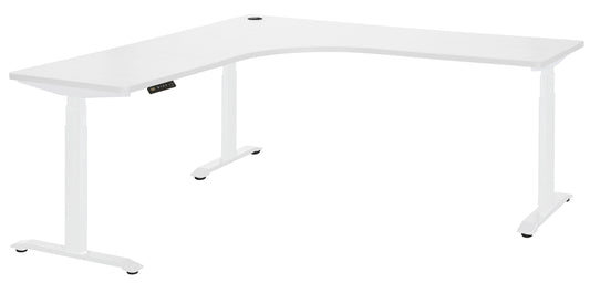 PULSE RAPID ASSEMBLY TRI-MOTOR 1800x1800x750 3 STAGE HEIGHT ADJ CORNER WORKSTATION WHITE BASE WITH WHITE TOP