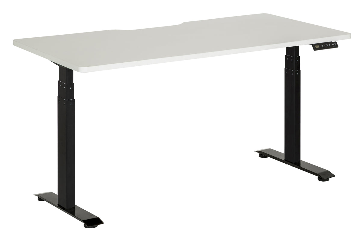 EMERGE RAPID ASSEMBLY ELECTRIC DESK 1500Wx750D BLACK METAL FRAME WITH WHITE SCALLOP TOP