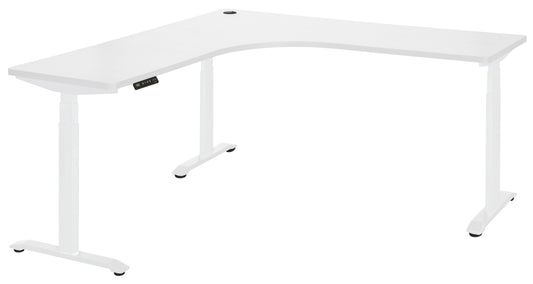 PULSE RAPID ASSEMBLY TRI-MOTOR  1500x1500x600 3 STAGE HEIGHT ADJUSTABLE CORNER WORKSTATION WHITE BASE WITH WHITE TOP